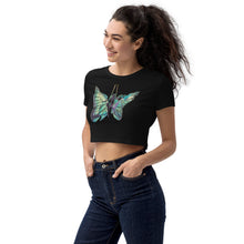 Load image into Gallery viewer, Sky Blue Butterfly Silks Organic Crop Top