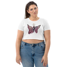 Load image into Gallery viewer, Pink Butterfly Silks Organic Crop Top