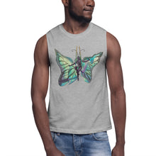 Load image into Gallery viewer, Sky Blue Butterfly Silks Men's Muscle Shirt