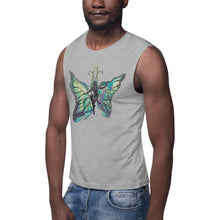 Load image into Gallery viewer, Sky Blue Butterfly Silks Men's Muscle Shirt