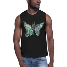 Load image into Gallery viewer, Sky Blue Butterfly Silks Men's Muscle Shirt