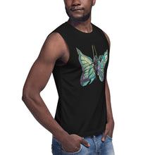 Load image into Gallery viewer, Sky Blue Butterfly Silks Men's Muscle Shirt