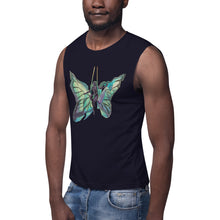 Load image into Gallery viewer, Sky Blue Butterfly Silks Men's Muscle Shirt