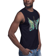 Load image into Gallery viewer, Sky Blue Butterfly Silks Men's Muscle Shirt