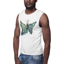 Load image into Gallery viewer, Sky Blue Butterfly Silks Men's Muscle Shirt