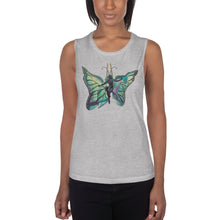 Load image into Gallery viewer, Sky Blue Butterfly Silks Women's Muscle Tank