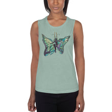 Load image into Gallery viewer, Sky Blue Butterfly Silks Women's Muscle Tank
