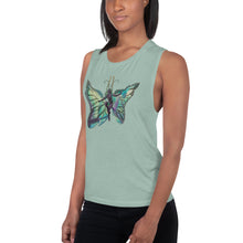 Load image into Gallery viewer, Sky Blue Butterfly Silks Women's Muscle Tank