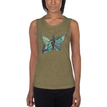 Load image into Gallery viewer, Sky Blue Butterfly Silks Women's Muscle Tank