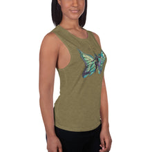 Load image into Gallery viewer, Sky Blue Butterfly Silks Women's Muscle Tank