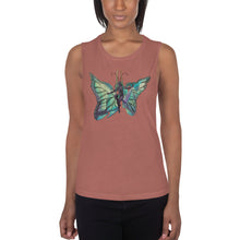Load image into Gallery viewer, Sky Blue Butterfly Silks Women's Muscle Tank