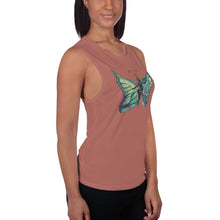 Load image into Gallery viewer, Sky Blue Butterfly Silks Women's Muscle Tank