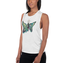 Load image into Gallery viewer, Sky Blue Butterfly Silks Women's Muscle Tank
