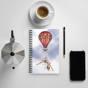 Balloon Trapeze Spiral Notebook With Clouds