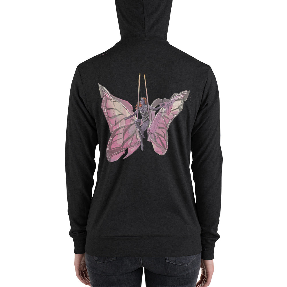 Pink Butterfly Silks Unisex Zip Hoodie