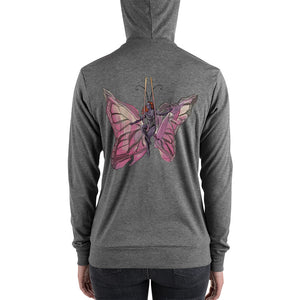 Pink Butterfly Silks Unisex Zip Hoodie