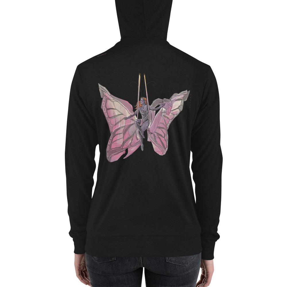 Pink Butterfly Silks Unisex Zip Hoodie