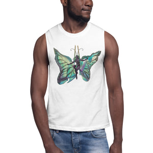 Sky Blue Butterfly Silks Men's Muscle Shirt